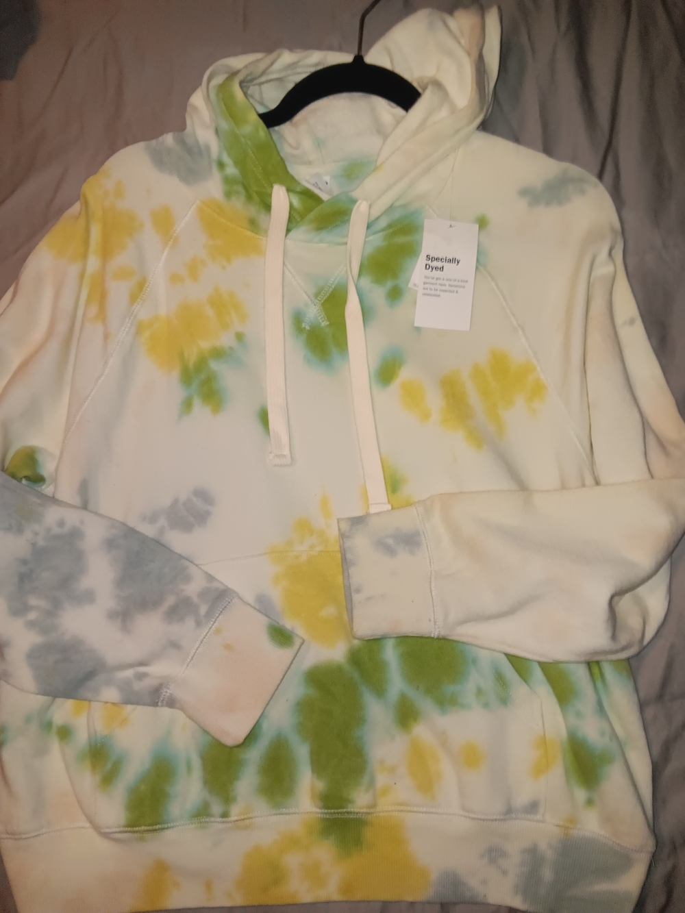 Specialty Dyed Tie-Dye Hoodie - Yellow, Green, White And Gray